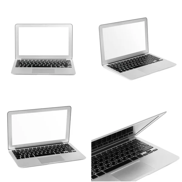 白色的屏幕的笔记本电脑 — 图库照片