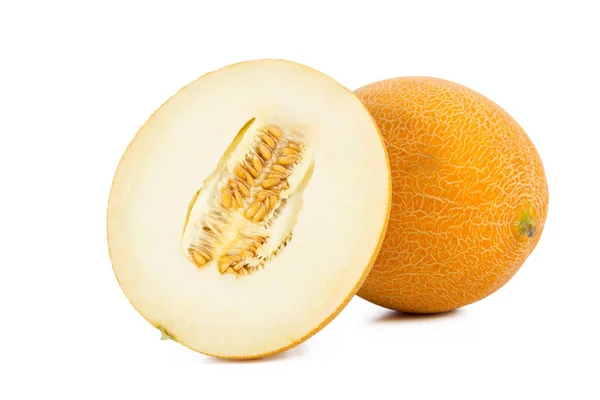 Geschnittene Melone Isoliert Auf Weißem Hintergrund — Stockfoto