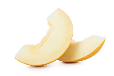 Dilimlenmiş kavun beyaz arkaplanda izole edilmiş