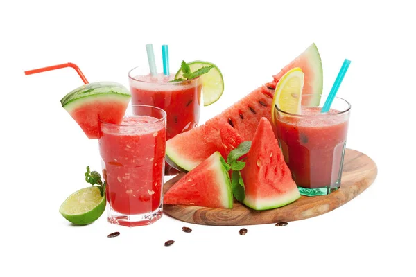 Watermeloen Drankje Bril Met Plakjes — Stockfoto