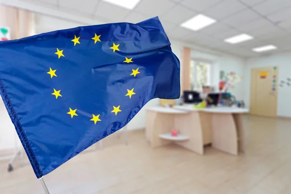 Флаг Флаг Евро Флаг Европейского Союза Размахивающий — стоковое фото