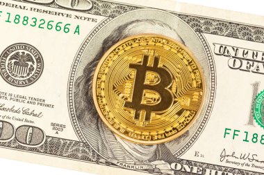 Altın Bitcoin görünümü Kapat Dolar'da