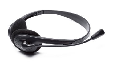 Beyaz arka plan üzerinde izole mikrofon kulaklık