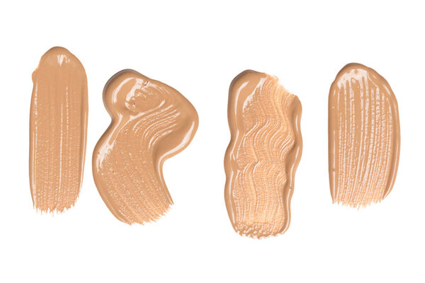 smeared foundation natural make up on white background