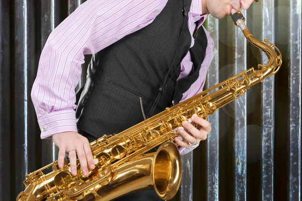 Jazz Saxophone Jugador Aislado — Foto de Stock