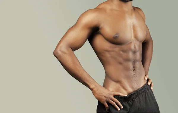 Close Photo Afro American Musculary Młody Człowiek — Zdjęcie stockowe