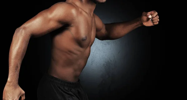 Close Foto Van Afro Amerikaanse Musculary Jonge Man — Stockfoto