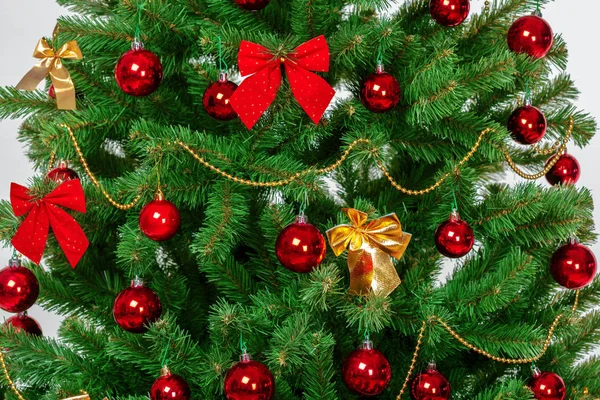 Κλείστε Την Προβολή Του Χριστουγεννιάτικου Δέντρου Διακοσμητικά Στοιχεία — Φωτογραφία Αρχείου