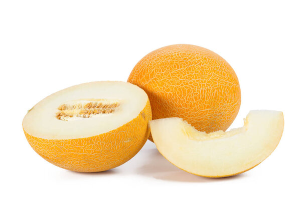 sliced melon isolated on white background