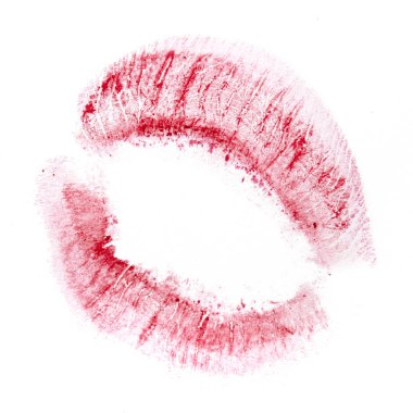 Beyaz arka plan üzerinde izole kırmızı öpücük işareti