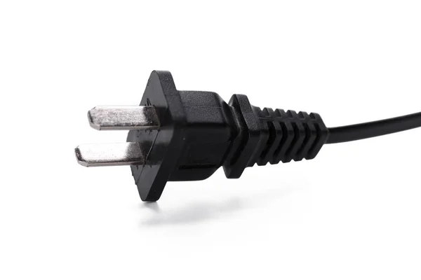 Black Electric Plug Cable Isolated White Background — Stock Photo, Image