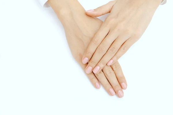 Unhas Naturais Gel Polonês Perfeito Manicure Limpo — Fotografia de Stock