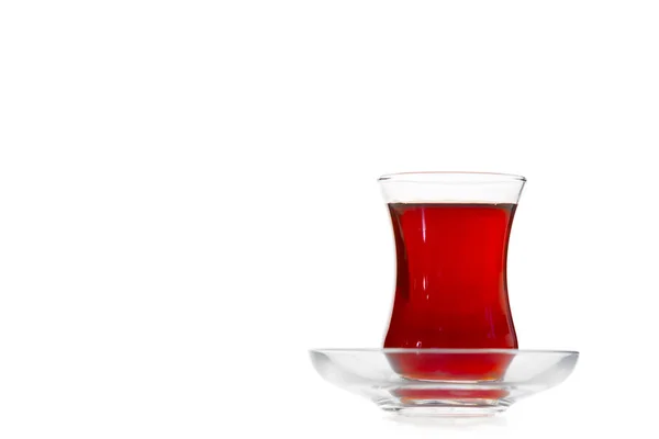 Türkischer Tee Traditionellem Glas Isoliert Auf Weißem Hintergrund — Stockfoto