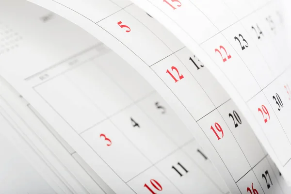 Страницы Календаря Закрывают Концепцию Рабочего Времени — стоковое фото