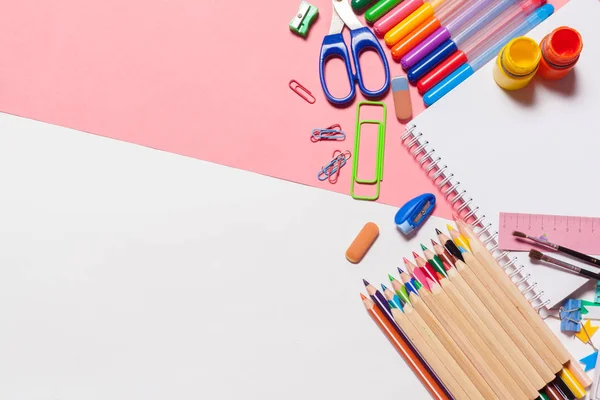 Colorful School Supplies Top View — Stock Photo, Image