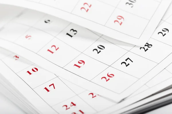 Страницы Календаря Закрывают Концепцию Рабочего Времени — стоковое фото