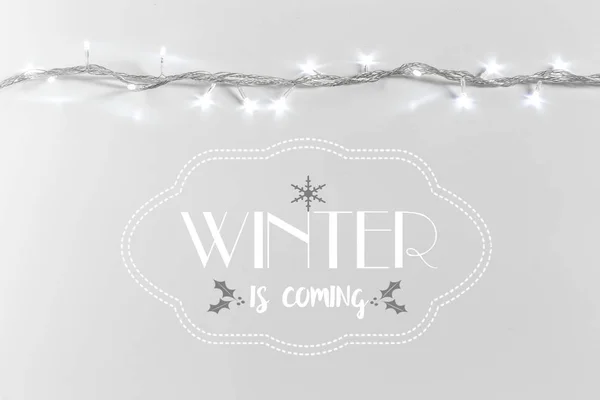 Garland Winter Concept Grey Background — Stock Photo, Image