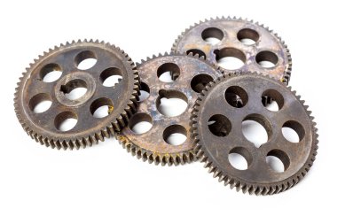 Eski paslı vites beyaz izole