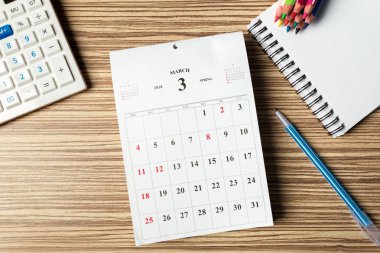 çalışma alanı. Takvim yakın çekim