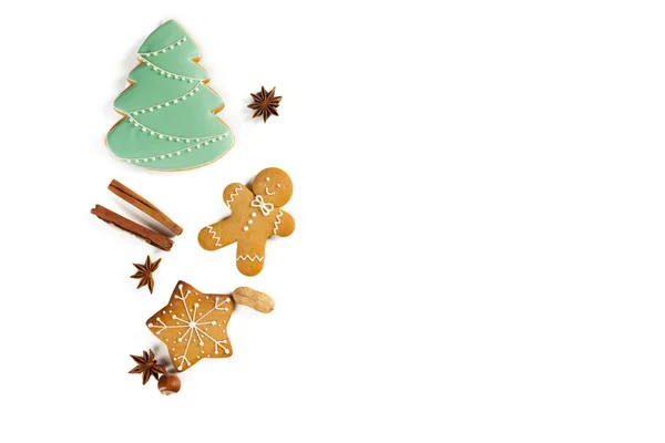 Natale Biscotti Fatti Casa Pan Zenzero Bianco — Foto Stock