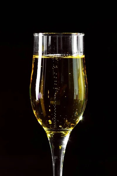 Champagne Glas Zwarte Achtergrond — Stockfoto