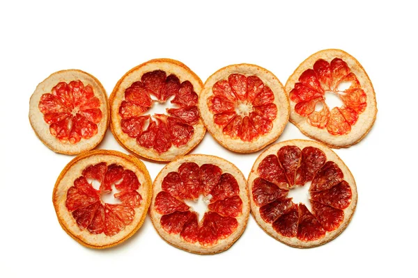 Gedroogde Citrusvruchten Geïsoleerd Wit — Stockfoto