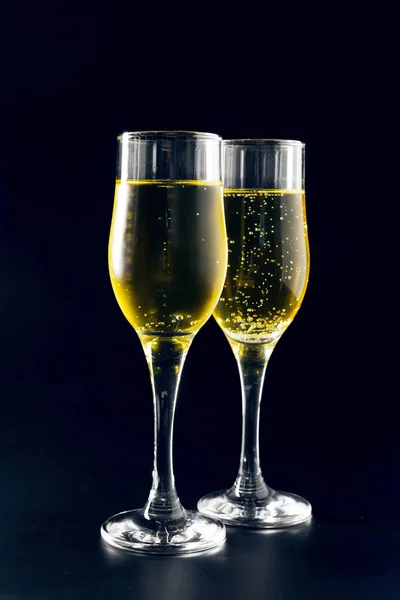 Шампанське Скло Чорному Фоні — стокове фото