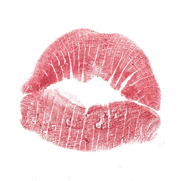 Red Kiss Lips Mark Isolated White Background — Stock Photo, Image