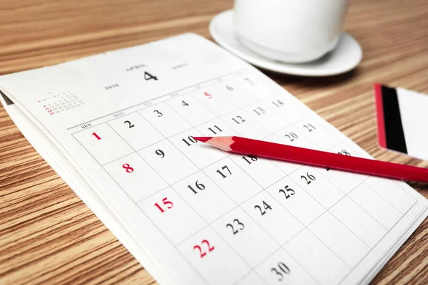 Spazio Lavoro Calendario Vicino — Foto Stock