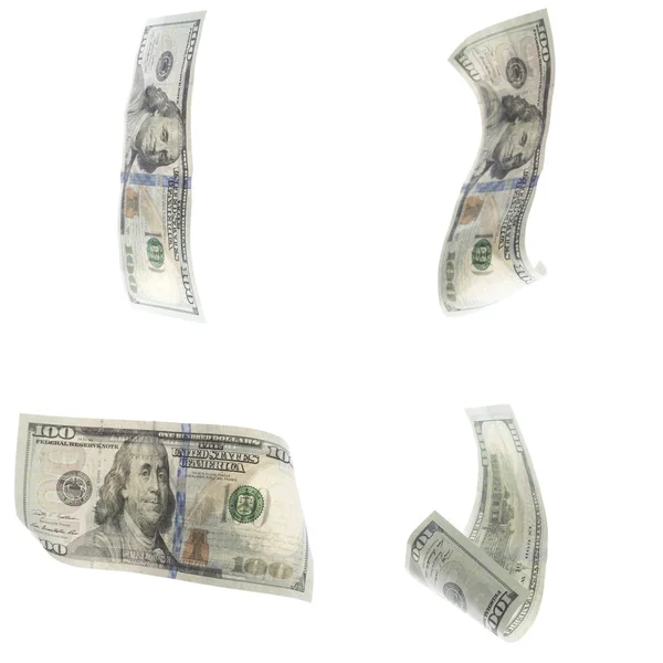 アメリカのドル紙幣のコラージュは 白い背景の上分離 — ストック写真
