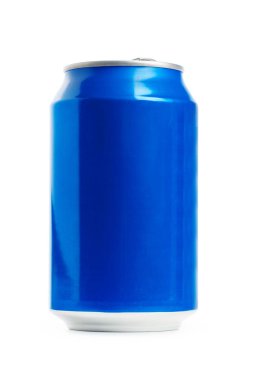 Beyaz arka plan üzerinde izole mavi alüminyum tozu veya alkol içki can