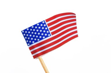 Beyaz arka plan üzerinde izole küçük Amerikan bayrağı