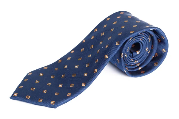 Corbata Masculina Estampada Azul Aislada Sobre Fondo Blanco — Foto de Stock