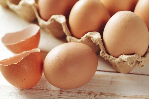 Huevos Sobre Fondo Madera — Foto de Stock