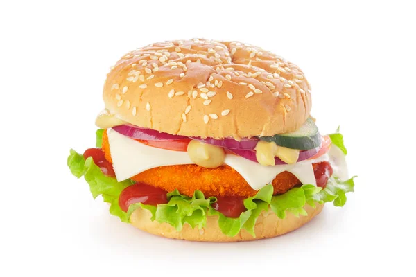 Burger Fundo Branco — Fotografia de Stock