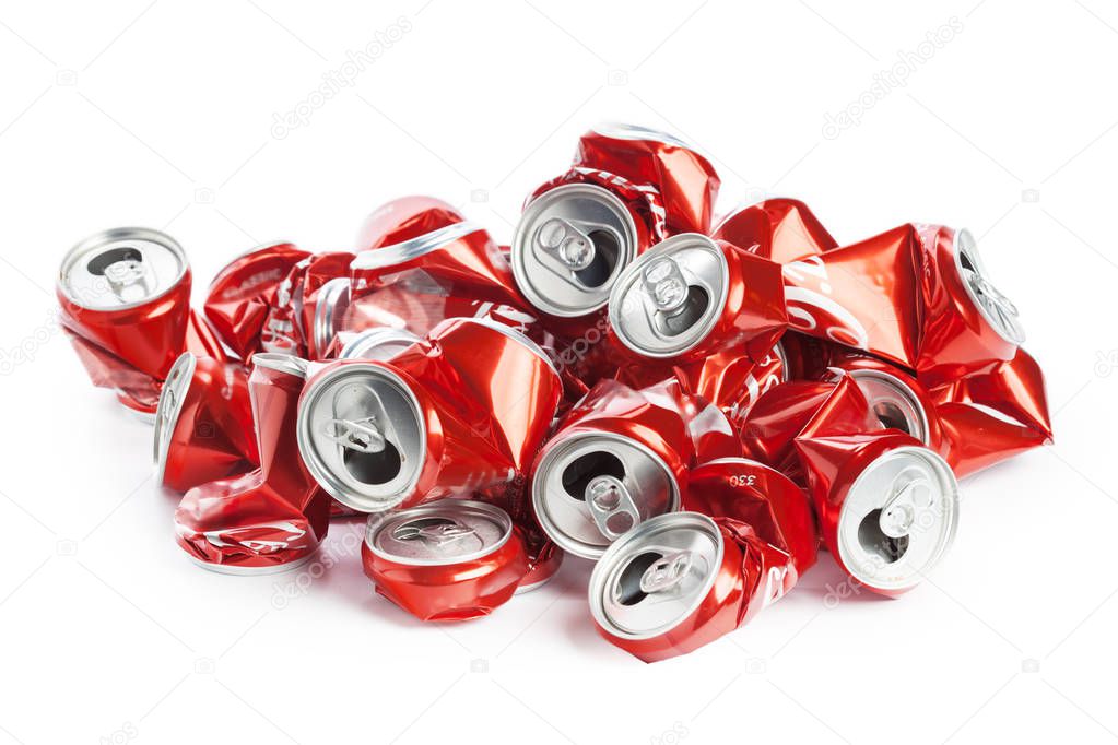 Compressed cans isolated on a white background