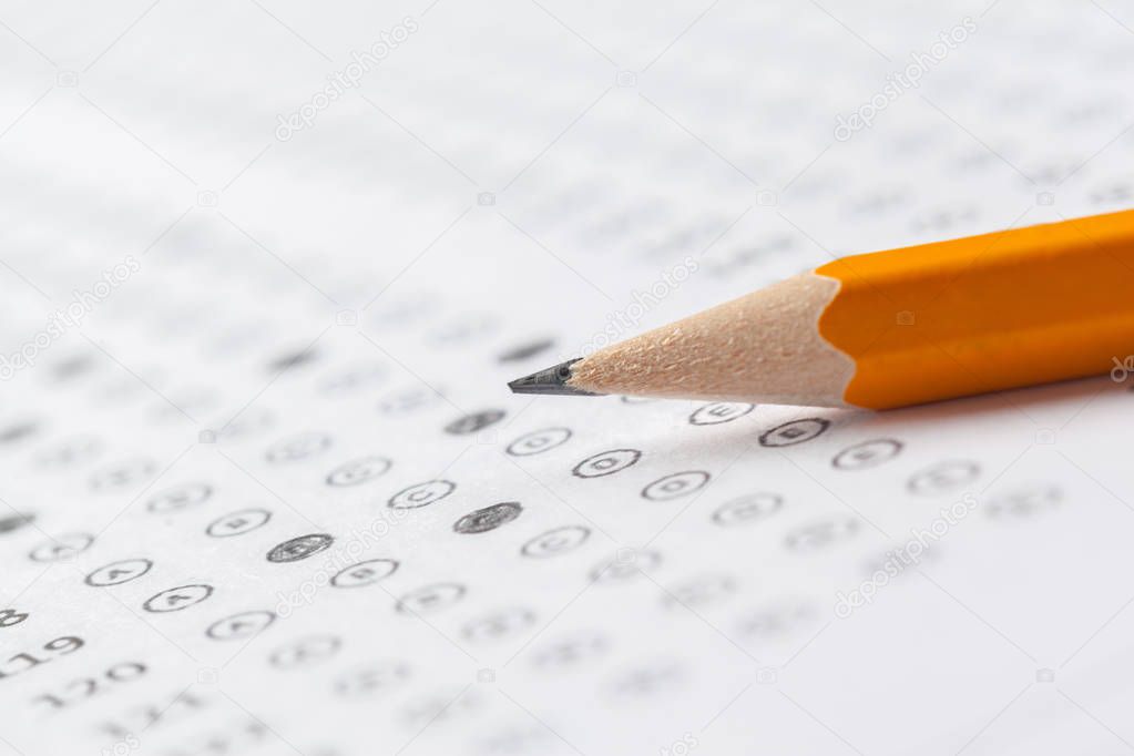 Test score sheet with answers