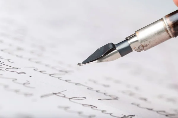 Kézzel Írt Levelet Antik Töltőtoll — Stock Fotó