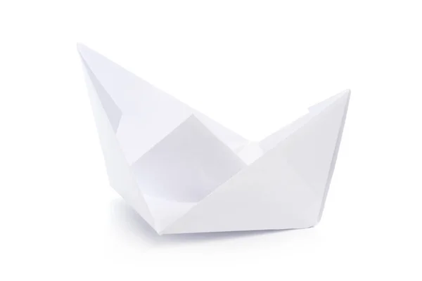 Origami Papierowa Łódź Izolowane Białym Tle — Zdjęcie stockowe