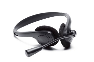 beyaz izole mikrofon kulaklık