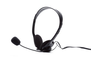 beyaz izole mikrofon kulaklık