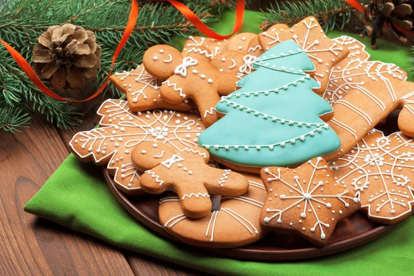 Christmas Cookies Wood Background — Stock Photo, Image