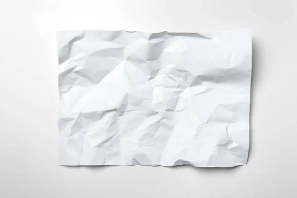 Witte Verfrommeld Papier Geïsoleerd Witte Achtergrond — Stockfoto