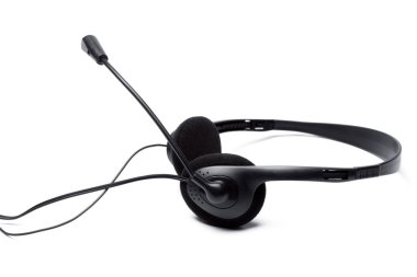 beyaz izole mikrofon kulaklık