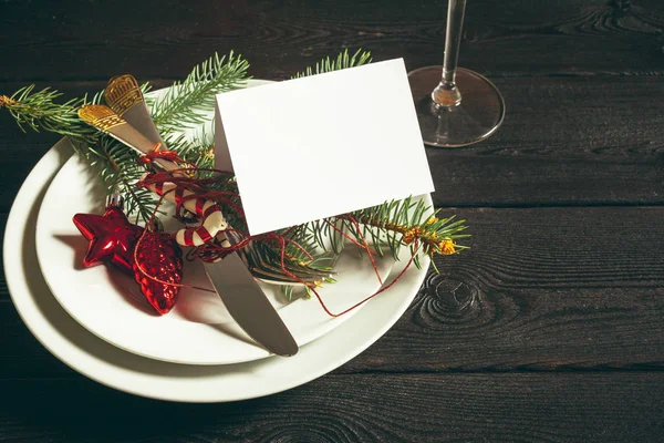 Christmas Table Place Setting — Stock Photo, Image