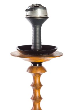 beyaz kağıt üzerinde izole nargile, yakın çekim