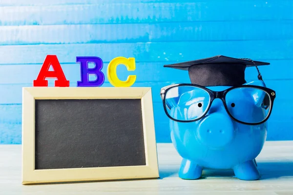 大学研究生文凭 小猪银行和字母 Abc — 图库照片