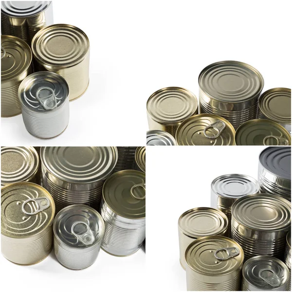 Pile Sticked Aluminium Food Cans Isolated White Background — Stock Photo, Image