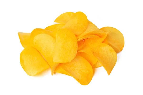 Gebogen Potato Chips Geïsoleerd Witte Achtergrond — Stockfoto