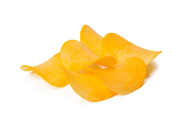 Aardappel Chips Geïsoleerd Witte Achtergrond — Stockfoto